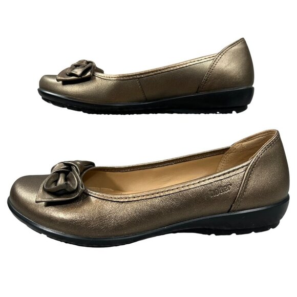 Hotter NWOB Jewel Metallic Bow Slip-On Comfort Ballet Flats Shoes Size 6.5 - Picture 1 of 11